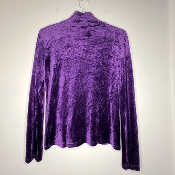 Vintage GAP Velour Velvet Jewel Tone Purple Top Long Sleeve - Picture 4 of 8
